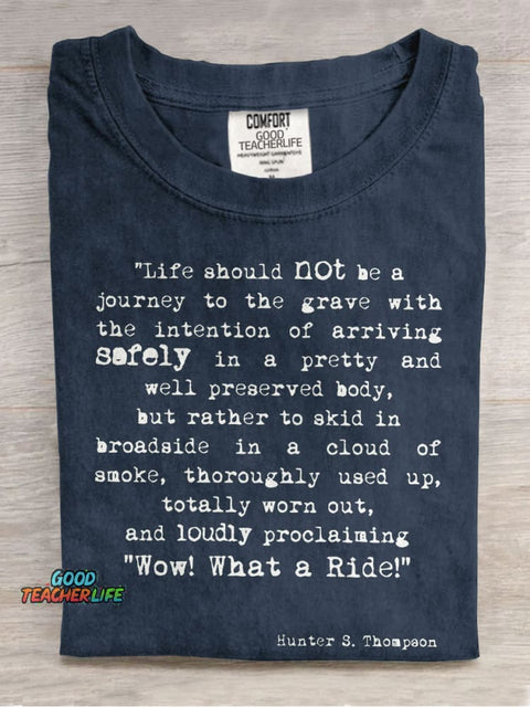 Wow What A Ride Teacher Casual Print T-shirt