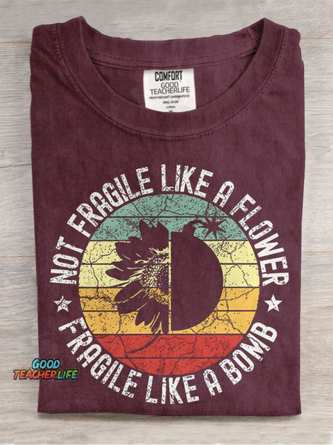 Fragile Like A Bomb Girl Power Teacher Casual Print T-shirt