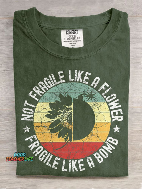 Fragile Like A Bomb Girl Power Teacher Casual Print T-shirt
