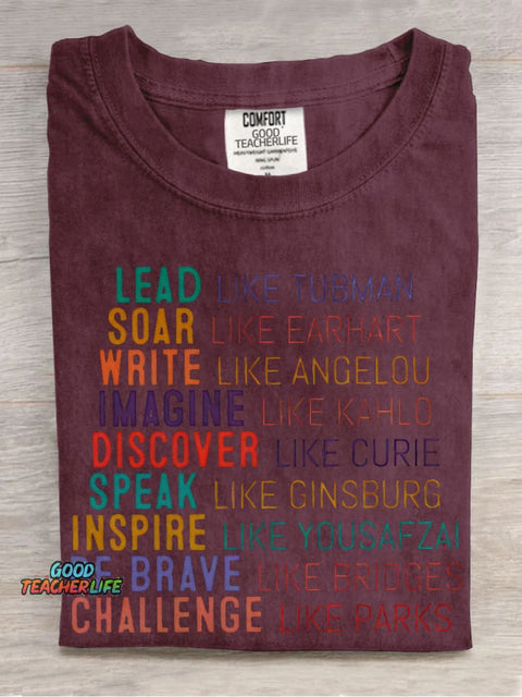 Lead Like Tubman Empowered Women Teacher Casual Print T-shirt