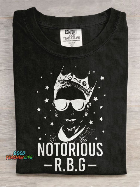 Notorious RBG Teacher Casual Print T-shirt