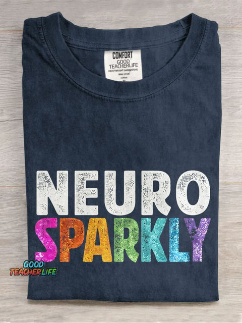 Neuro Sparkly Teacher Casual Print T-shirt