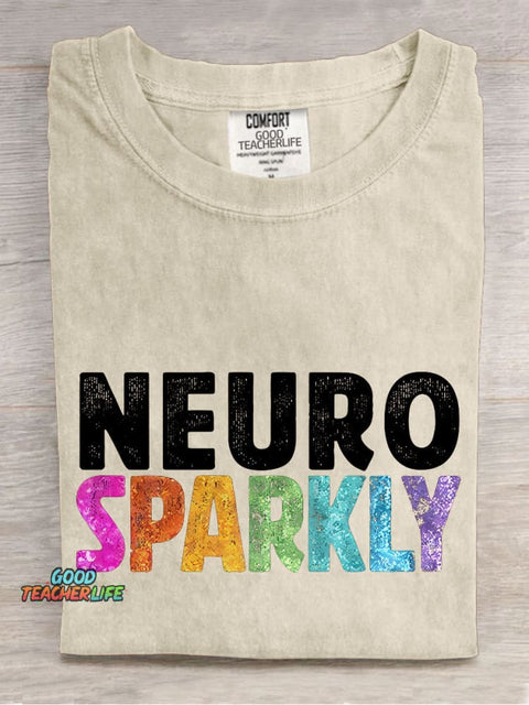 Neuro Sparkly Teacher Casual Print T-shirt