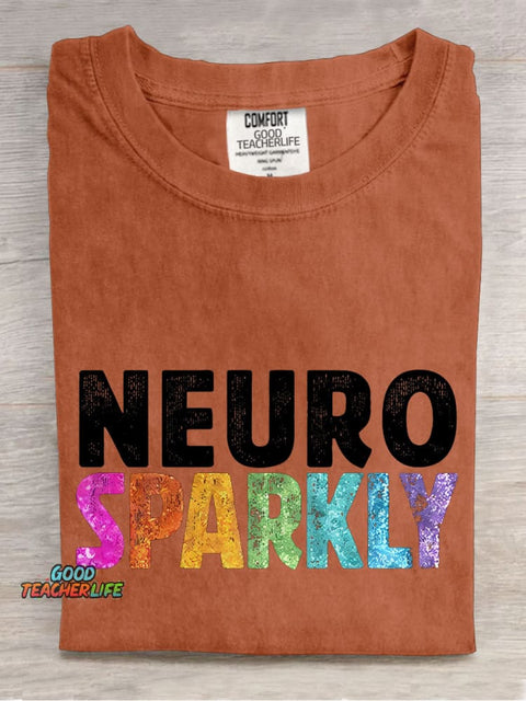Neuro Sparkly Teacher Casual Print T-shirt