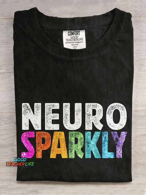 Neuro Sparkly Teacher Casual Print T-shirt