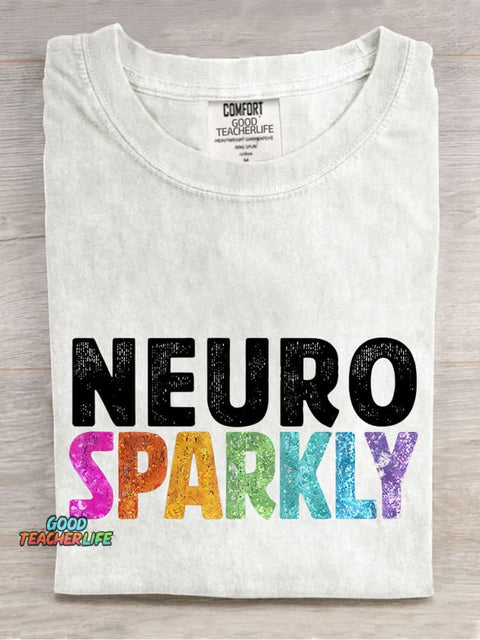 Neuro Sparkly Teacher Casual Print T-shirt