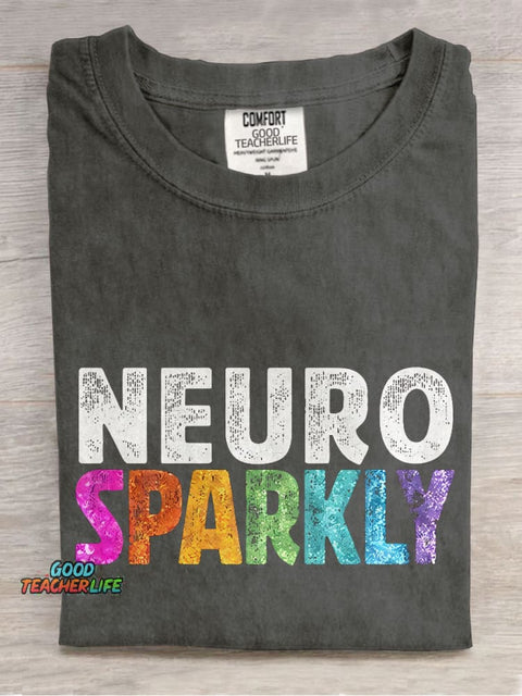 Neuro Sparkly Teacher Casual Print T-shirt