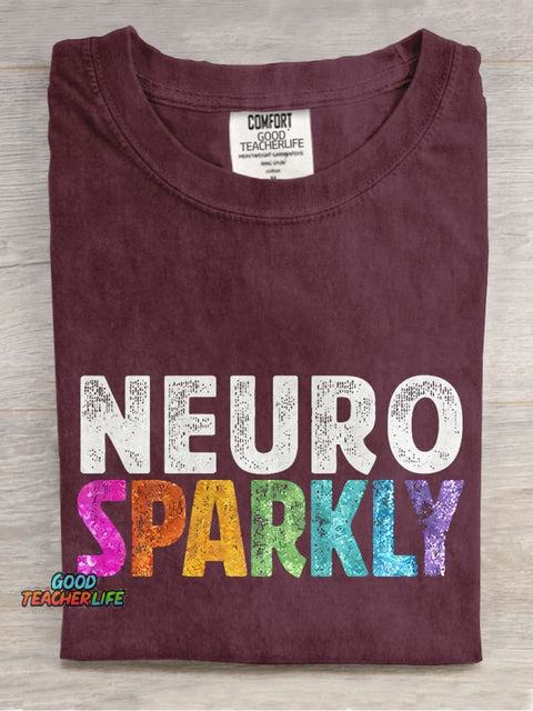 Neuro Sparkly Teacher Casual Print T-shirt