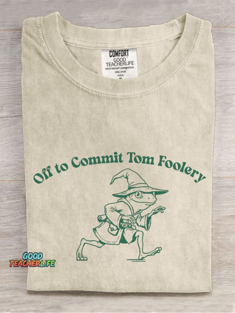 Off To Commit Tom Foolery Casual Print T-shirt