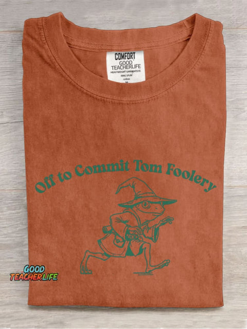 Off To Commit Tom Foolery Casual Print T-shirt