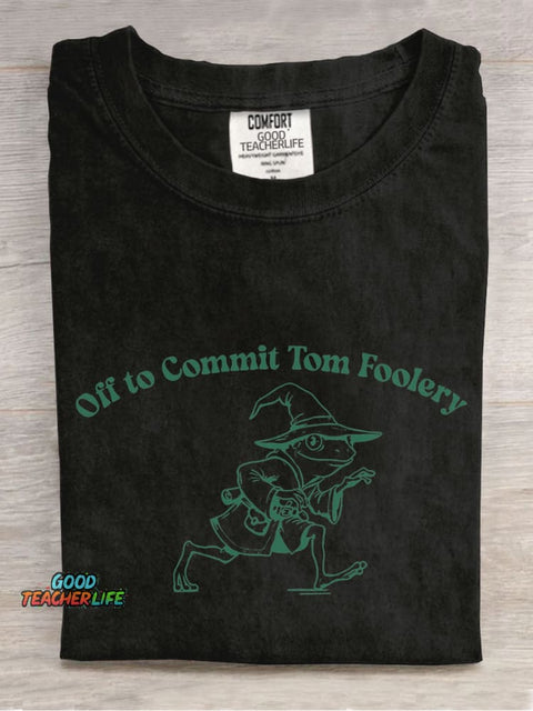 Off To Commit Tom Foolery Casual Print T-shirt