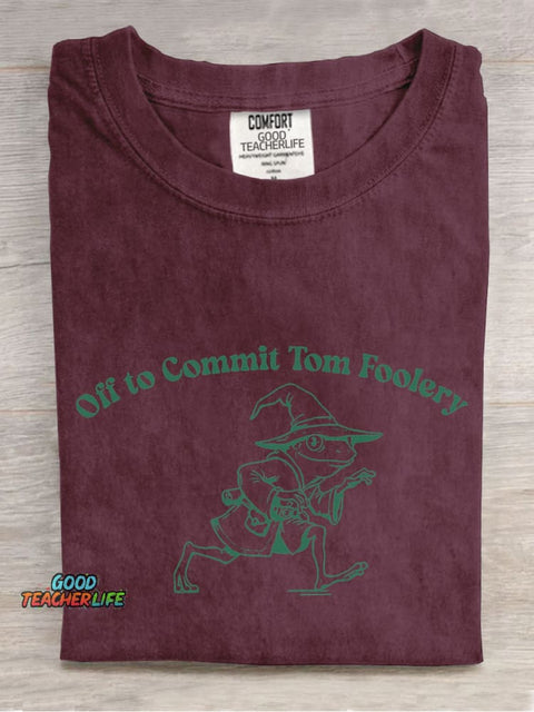 Off To Commit Tom Foolery Casual Print T-shirt