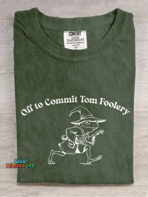 Off To Commit Tom Foolery Casual Print T-shirt