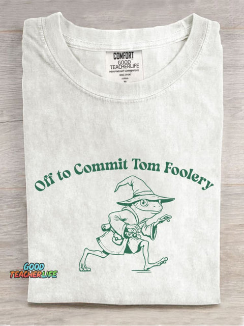 Off To Commit Tom Foolery Casual Print T-shirt
