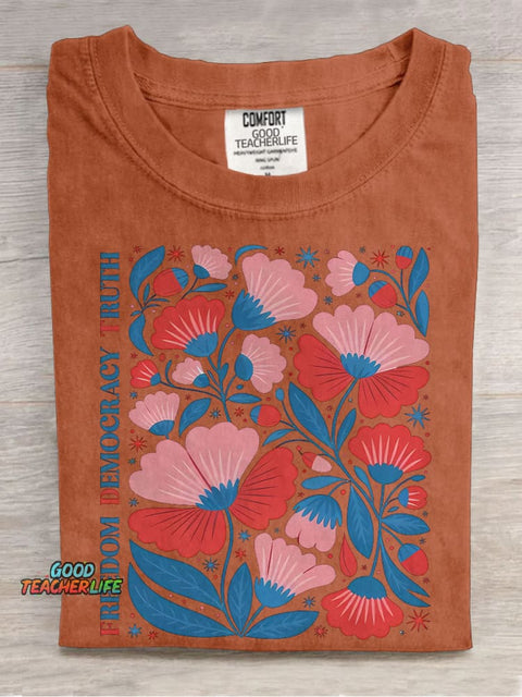 Freedom Democracy Casual Print T-shirt