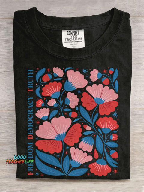 Freedom Democracy Casual Print T-shirt