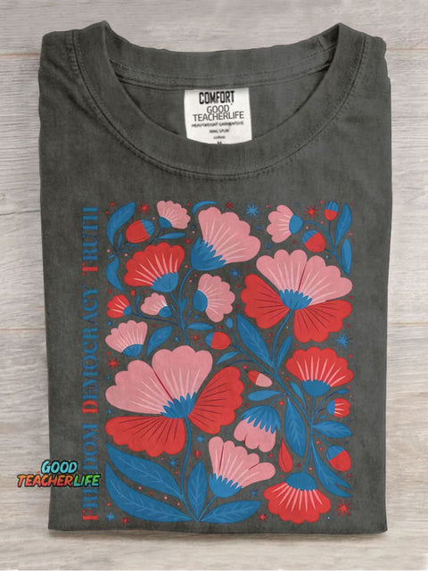 Freedom Democracy Casual Print T-shirt