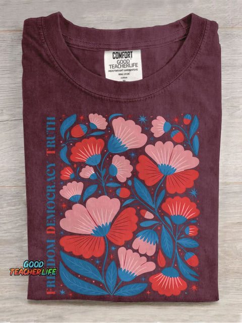 Freedom Democracy Casual Print T-shirt