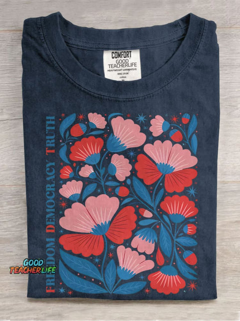 Freedom Democracy Casual Print T-shirt