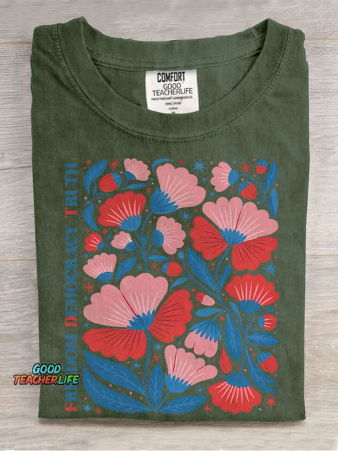 Freedom Democracy Casual Print T-shirt