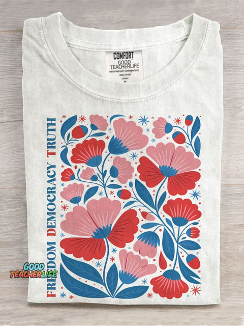 Freedom Democracy Casual Print T-shirt