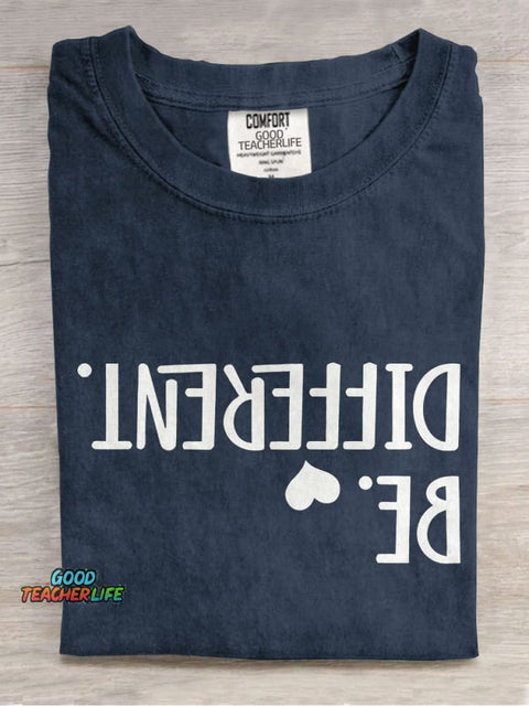 Be Different Teacher Casual Print T-shirt