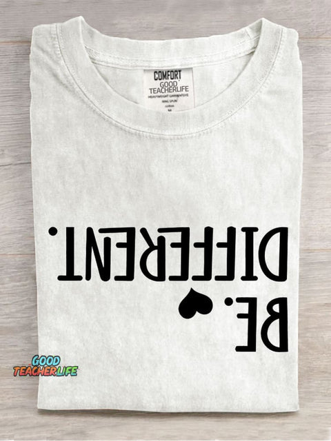 Be Different Teacher Casual Print T-shirt