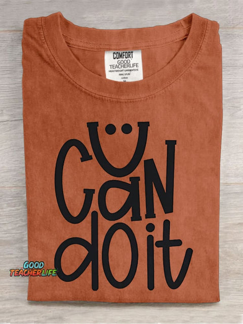 You Got This Smiley Teacher Casual Print T-shirt