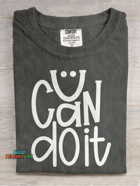 You Got This Smiley Teacher Casual Print T-shirt