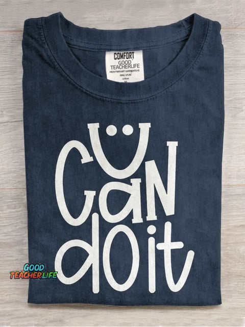 You Got This Smiley Teacher Casual Print T-shirt