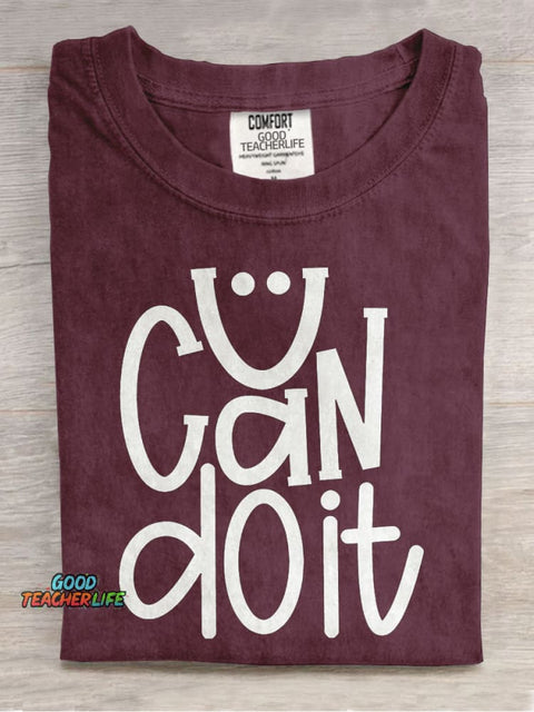 You Got This Smiley Teacher Casual Print T-shirt