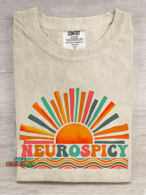 Neurospicy ADHD Teacher Casual Print T-shirt
