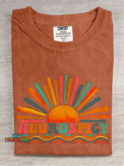 Neurospicy ADHD Teacher Casual Print T-shirt