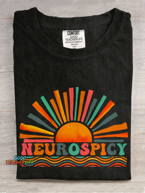 Neurospicy ADHD Teacher Casual Print T-shirt