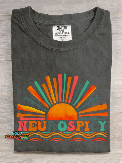 Neurospicy ADHD Teacher Casual Print T-shirt