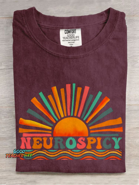 Neurospicy ADHD Teacher Casual Print T-shirt