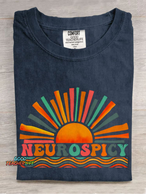 Neurospicy ADHD Teacher Casual Print T-shirt