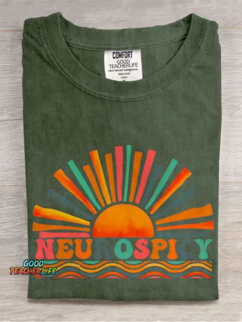 Neurospicy ADHD Teacher Casual Print T-shirt