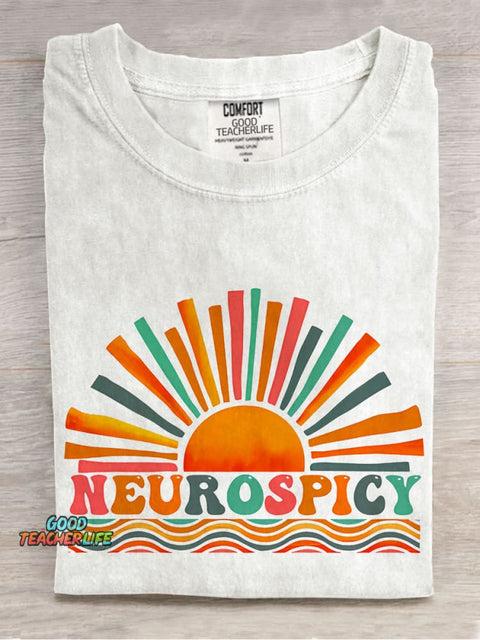 Neurospicy ADHD Teacher Casual Print T-shirt