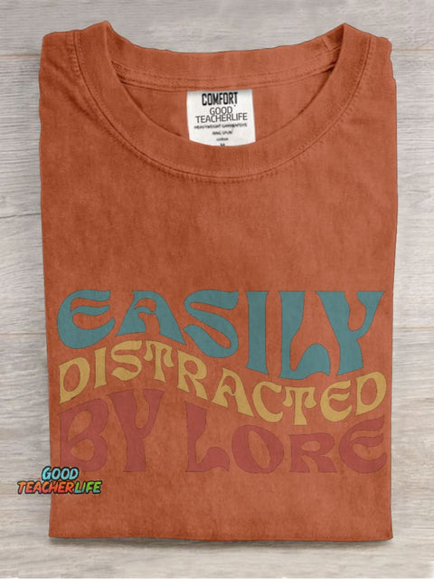 Easily Distracted By Lore Casual Print T-shirt