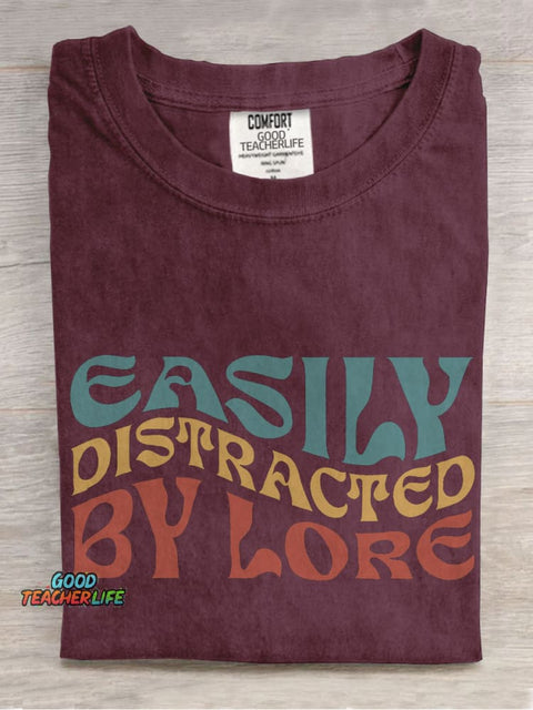 Easily Distracted By Lore Casual Print T-shirt
