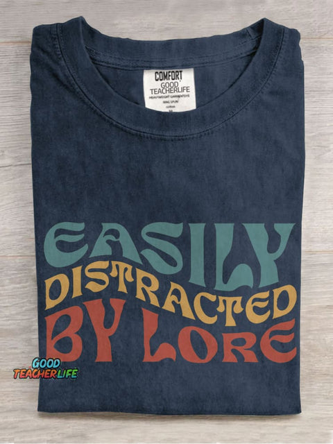 Easily Distracted By Lore Casual Print T-shirt