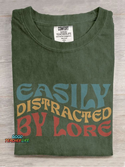 Easily Distracted By Lore Casual Print T-shirt