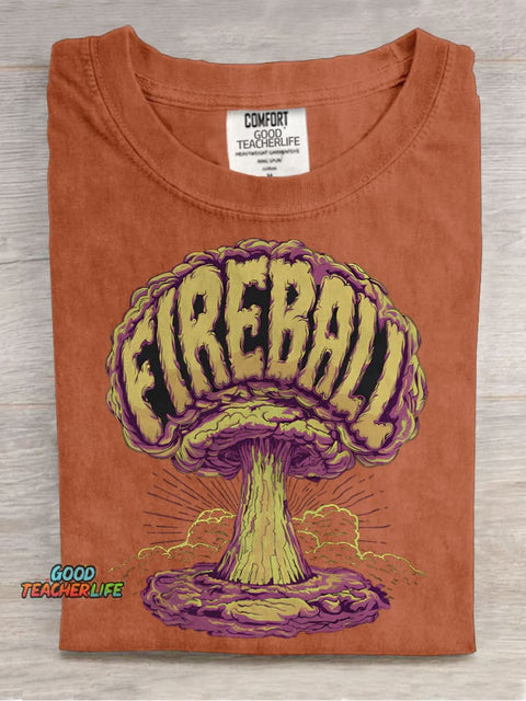 Nuclear Fireball Casual Print T-shirt
