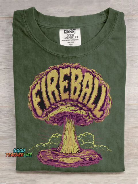 Nuclear Fireball Casual Print T-shirt