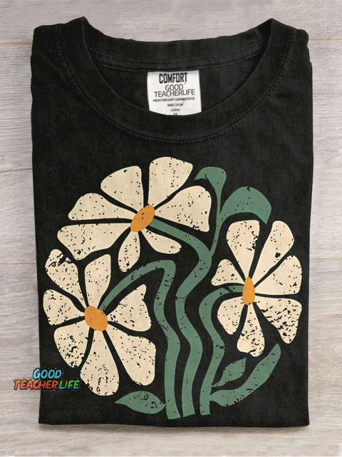 Daisy Wildflower Boho Flowers Casual Print T-shirt