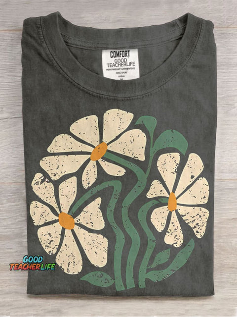 Daisy Wildflower Boho Flowers Casual Print T-shirt
