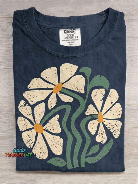 Daisy Wildflower Boho Flowers Casual Print T-shirt