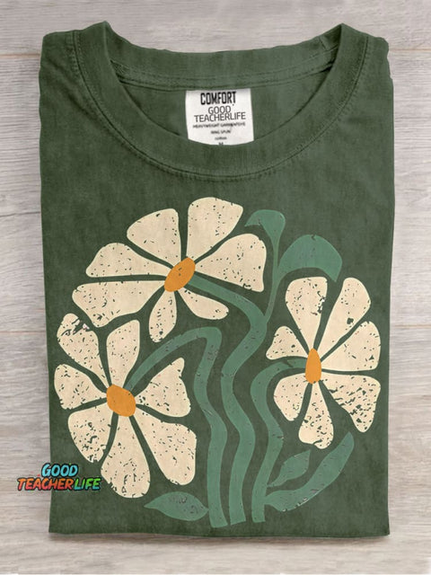 Daisy Wildflower Boho Flowers Casual Print T-shirt