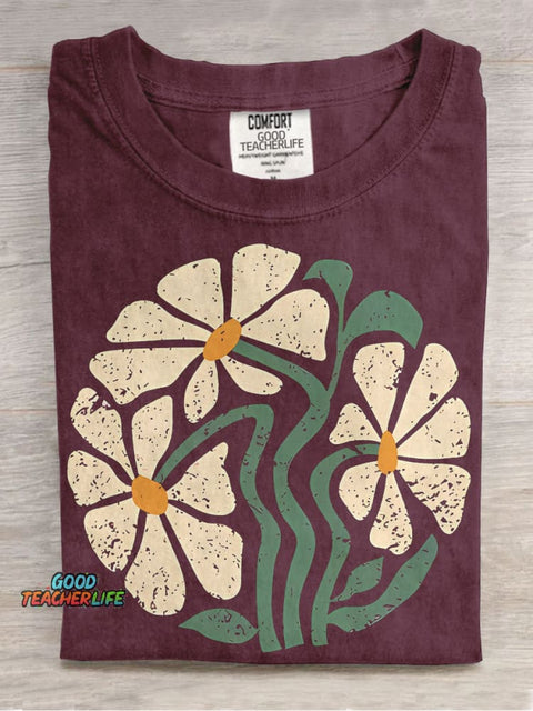 Daisy Wildflower Boho Flowers Casual Print T-shirt